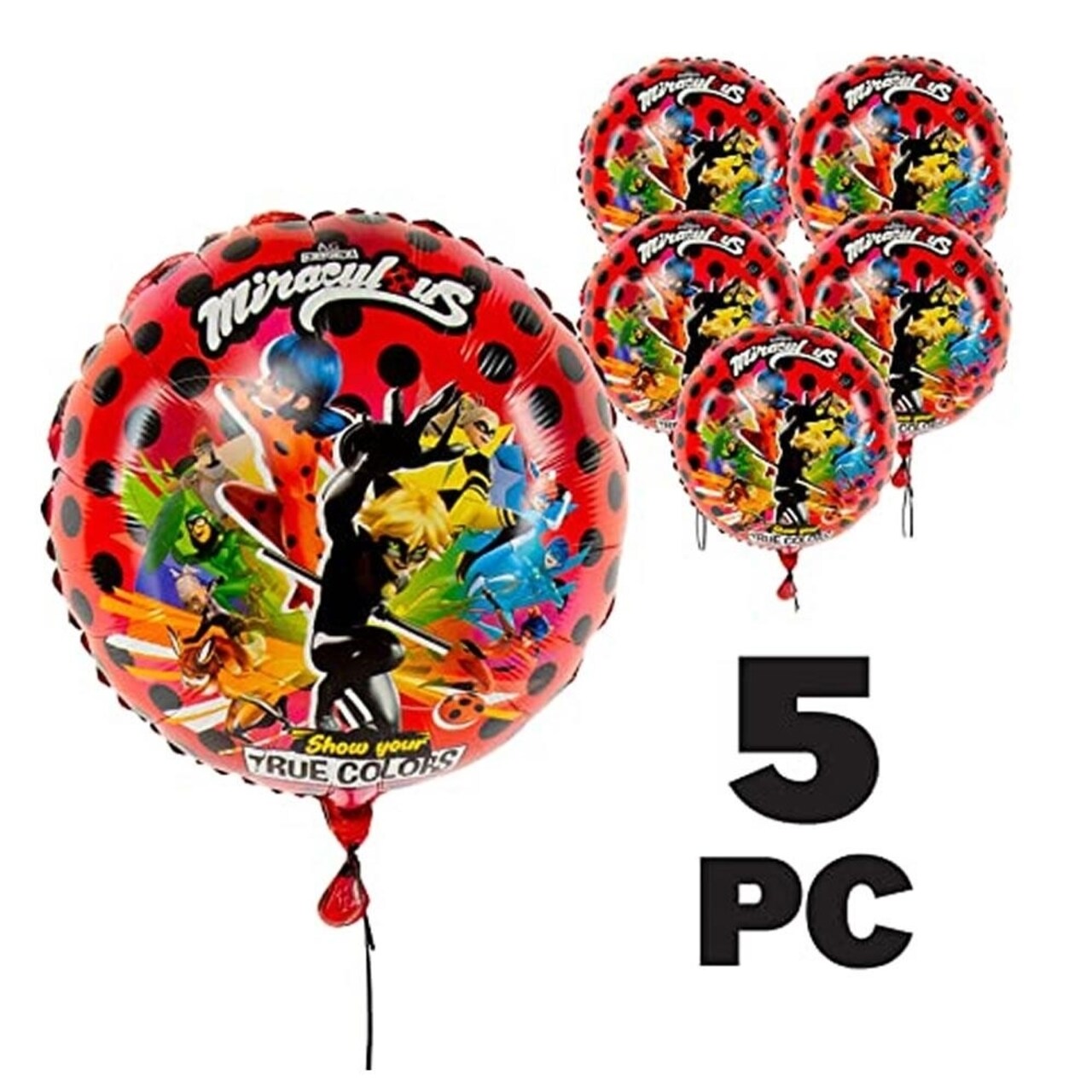 Mighty Mojo Miraculous Ladybug 17" Mylar Balloons 5pk Cat Nior Kids Party Supplies